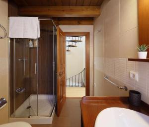 a bathroom with a shower and a sink at Casa Celis 1 Espinaredo in Espinaredo