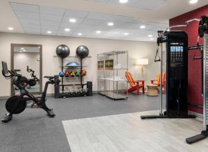 una sala de fitness con un gimnasio con máquinas de ejercicio en Home2 Suites by Hilton Orlando South Davenport en Davenport