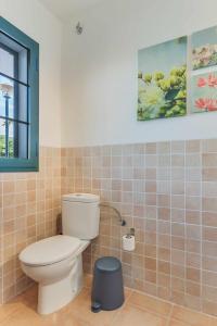 La salle de bains est pourvue de toilettes et d'une fenêtre. dans l'établissement Residencial Las Candelarias 35, à Agaete