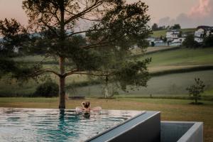 a woman in a pool with a tree at Loxone Campus in Kollerschlag