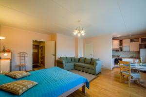1 dormitorio con 1 cama y sala de estar en Romeo Family Kaarli Apartment, en Tallin
