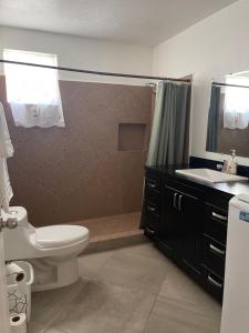 a bathroom with a toilet and a sink and a shower at Condominio puerto peñasco 2 in Puerto Peñasco