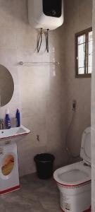 uma casa de banho com um WC e um lavatório em B8B Chessville Corte 3 em Abuja