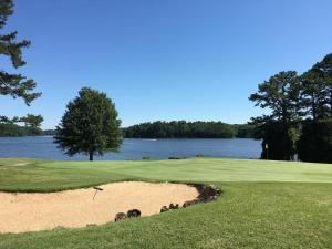 un campo de golf con un agujero en la arena en Modern/Retro Condo, en High Point