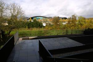 a view of a city with a bridge in the background at Beautiful Stylish 2BR Apartment in Kirchberg in Luxembourg