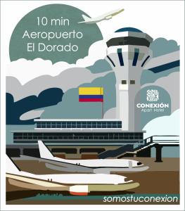 an illustration of an airport with two airplanes at Apartamento Conexión S, 10 Min Aeropuerto, 15 Min terminal Salitre , Airport flat in Bogotá