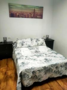 a bed in a bedroom with a painting on the wall at Apartamento Almogrote in San Isidro