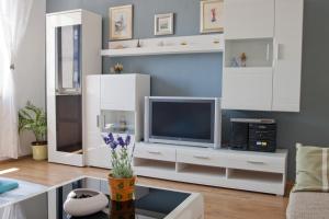 Televízia a/alebo spoločenská miestnosť v ubytovaní Apartment Port View-5 min from center