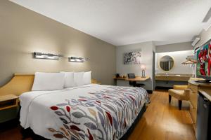 a hotel room with a bed and a television at Red Roof Inn Salem in Salem