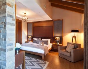 Erciyes的住宿－Magna Pivot，配有一张床和一把椅子的酒店客房
