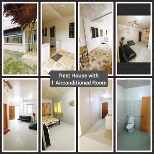 a collage of pictures of a house with a room at Dagat-Dagatan Beach House Bungalow Resthouse Gubat in Gubat