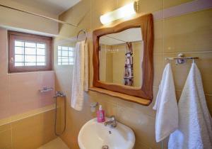 a bathroom with a sink and a mirror at Pileas Pinakates-Milies-Vizitsa in Pinakátai