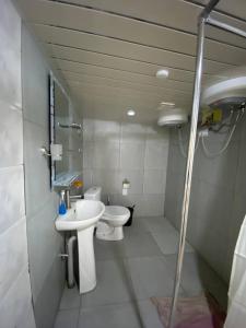 a bathroom with a sink and a toilet at Paronyan hostel in Yerevan