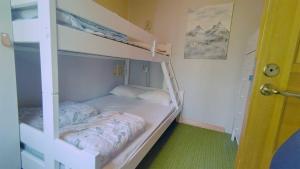 Ce dortoir comprend 2 lits superposés et de la moquette verte. dans l'établissement Messlingen, Orrstigen 5, à Funäsdalen