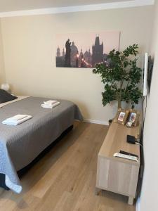 Ένα ή περισσότερα κρεβάτια σε δωμάτιο στο STING Apartments Havířov