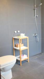 ein Bad mit einem WC und einer Dusche in der Unterkunft Luxury Loft Apartment in Kuwait