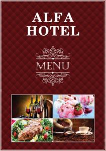 collage of pictures of food with the words alfa hotel w obiekcie ALFA HOTEL w mieście Skaramangás