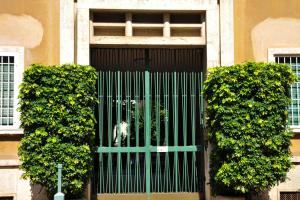 a green gate in the middle of a building at Guest House Prime Palace in Rome