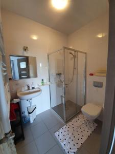 Un baño con ducha, inodoro y lavabo. en Willa Oliwia, en Ustka 84 fotos más