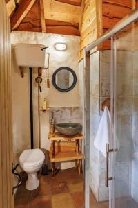 a bathroom with a sink and a toilet at Patsys Cottage 415 in Rusheeny