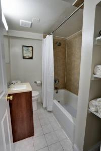 uma casa de banho com uma banheira, um WC e um lavatório. em Modern Elegance Stylish Retreat Convention Center em Washington