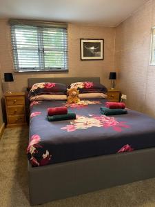 Tempat tidur dalam kamar di Close to Nature Hedgehogs Lodge