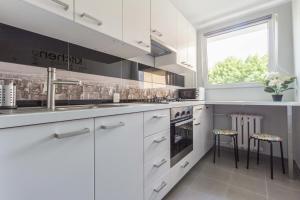 Kuchyňa alebo kuchynka v ubytovaní Apartamenty Startowa Gdańsk + 37 fotografií