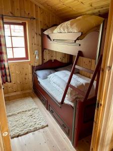 1 dormitorio con 2 literas en una cabaña en Sollia, en Lifjell