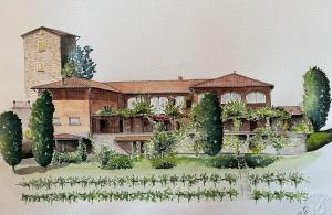 um desenho de uma casa com jardim em Agriturismo Il Belvedere em Palazzago