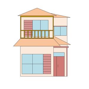 an illustration of a modern house with a facade at 民宿奈良山月 in Nara