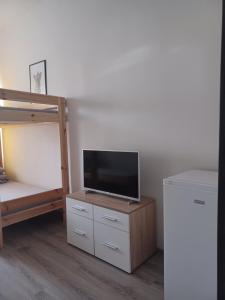 1 dormitorio con litera y TV de pantalla plana en Air Tel Home en Radom