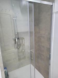 a shower with a glass door in a bathroom at SAN FELIPE in Carmona