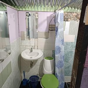 a small bathroom with a sink and a toilet at Morada Al Sur in Mocoa