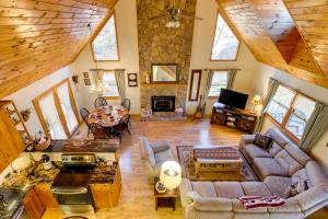 an overhead view of a living room with couches at Smoky Mountain Cabin with Fire Pit Hike and Fish! in Murphy