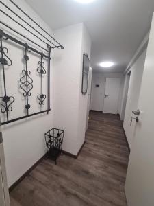 an empty hallway with white walls and wood floors at Wohnung mit 2 Schlafzimmern in Wutöschingen