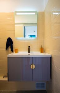 a bathroom with a sink and a mirror at Sibèl Appart in Fort-de-France