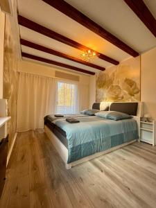 1 dormitorio con 1 cama grande en una habitación en Ferienhaus Veronika Odenwald, en Brensbach