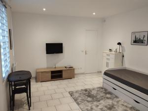 Μια τηλεόραση ή/και κέντρο ψυχαγωγίας στο studio charmant canapé lit Netflix Prime video wifi