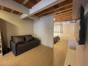 Canela的住宿－Loft 9 entre gramado e canela，带沙发和平面电视的客厅
