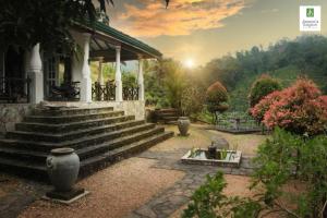 una casa con un conjunto de escaleras delante en Jansen’s Bungalow Sinharaja Rainforest Retreat, en Kudawe
