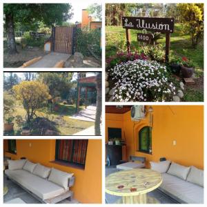 a collage of photos with a couch and a table at La Ilusión in Campos Salles