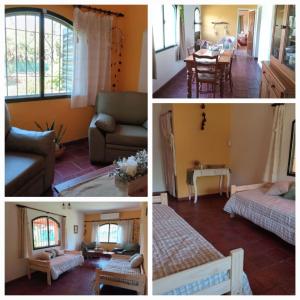 een collage van foto's van een woonkamer en een slaapkamer bij La Ilusión in Campos Salles