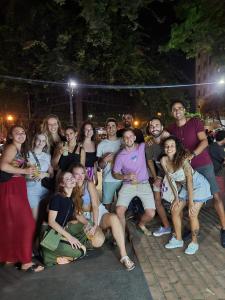 a group of people posing for a picture at Rio World Connection Hostel in Rio de Janeiro