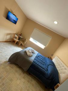 een slaapkamer met een groot bed in een kamer bij La Colmena Aparts in El Calafate