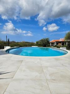 a large blue swimming pool in a yard at Villa San Sebastian Curaçao in Fontein