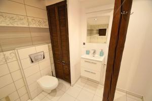 a bathroom with a toilet and a sink at FV/ Mariacka 7 - Studio apartment -Katowice in Katowice