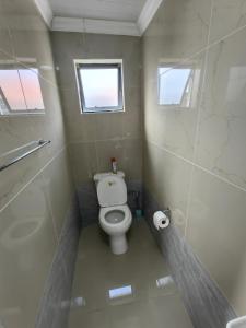 a bathroom with a toilet and a walk in shower at Essential Lodge23 in Cape Town