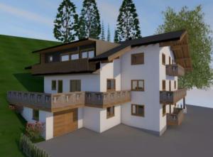 a rendering of a house with a balcony at Rosi's Appartement in Grossarl