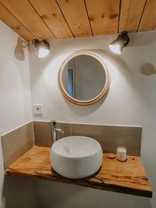 a bathroom with a white sink and a mirror at La Source in Oppedette