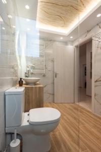 ein Bad mit einem WC und einem Waschbecken in der Unterkunft Blue Ark Acropolis Compass in Athen